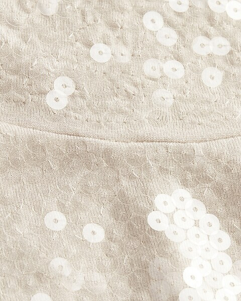 Sequin Mock Neck Long Sleeve Tee | Express