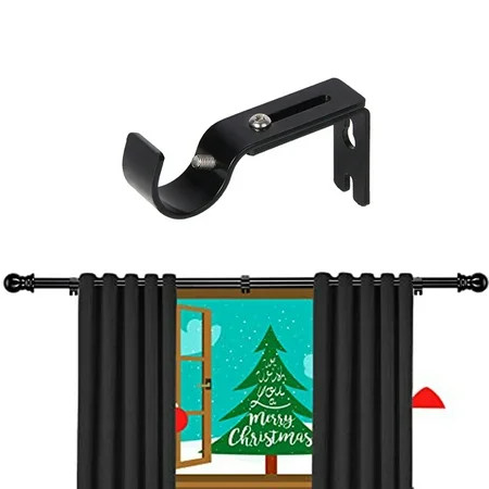 1PCS Adjustable Curtain Rod Bracket with Screws Wall Mount Curtain Rod Curtain Bracket for 1 (Black) | Walmart (US)