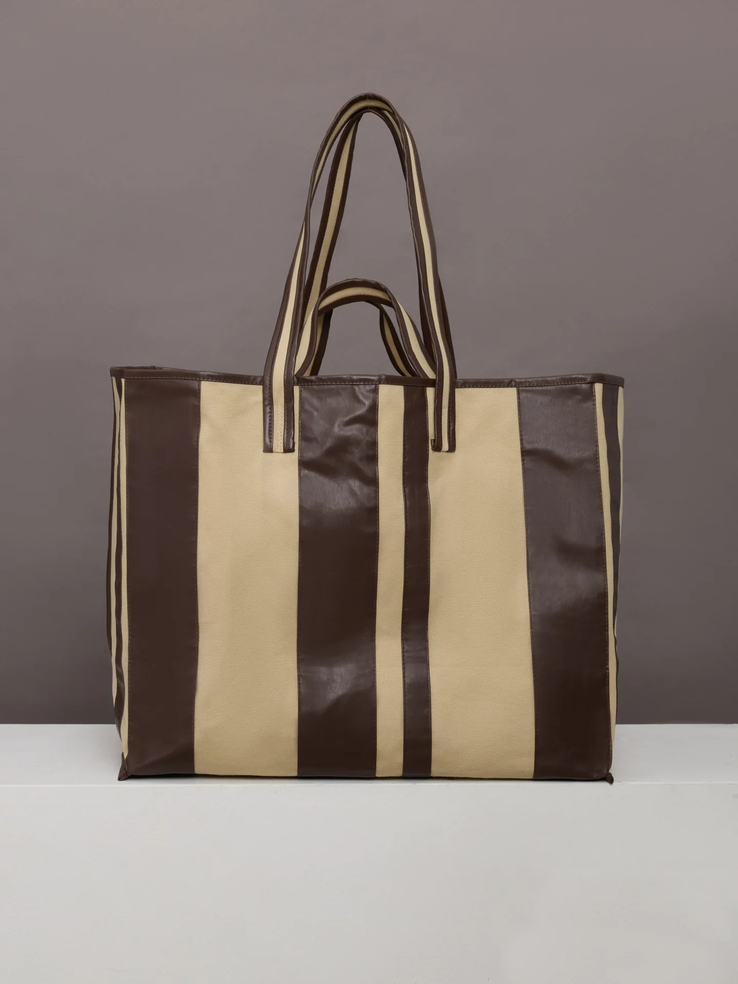Tote Striped Canvas - Beige/Oil Multi | Carbon38