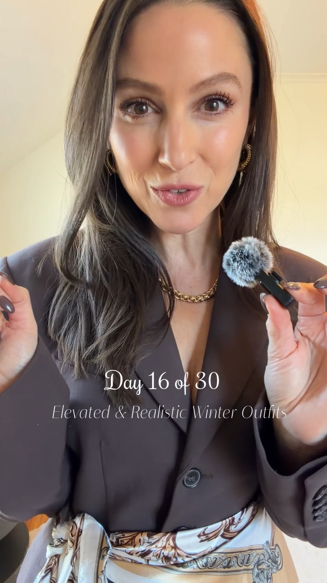 Day 16 of 30: Elevated + Realistic Winter Outfits. 
Favorite blazer — I size up a size
Jeans - true to size (I’m 5’5 and a half)


#LTKootd