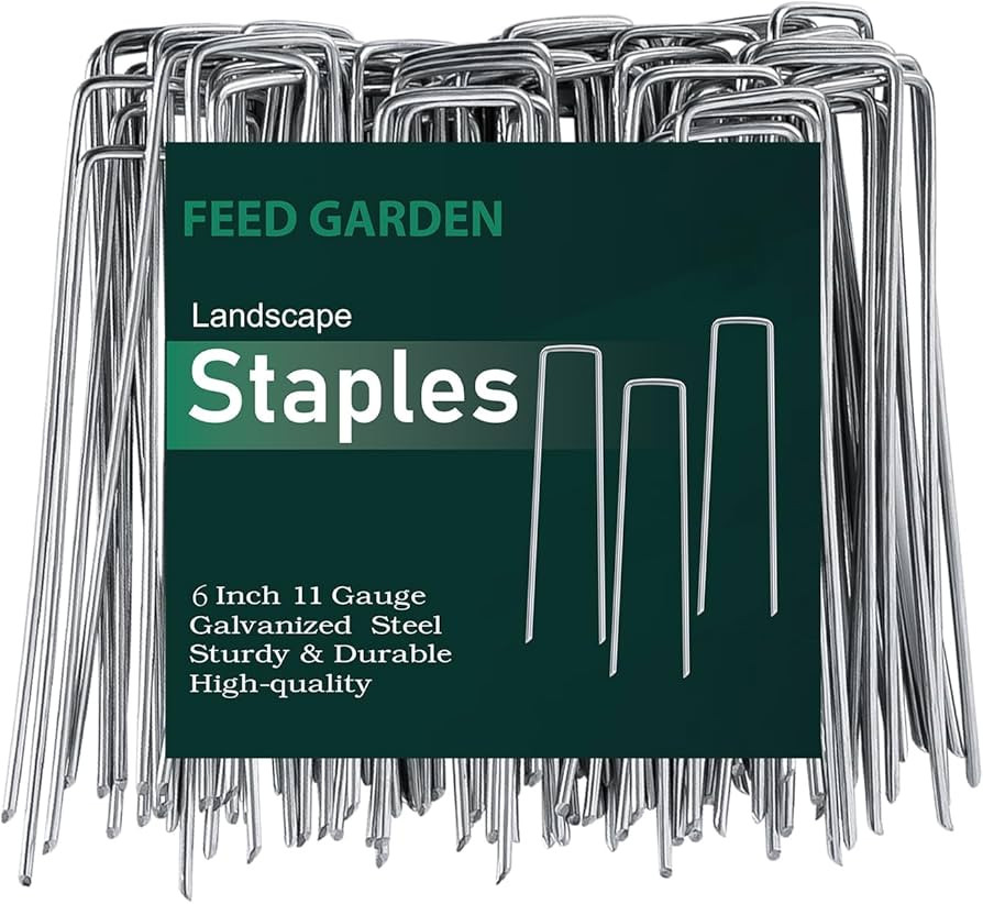 FEED GARDEN Galvanized Landscape Staples Plant Cover Stakes 6 Inch 50 Pack 11 Gauge Anti-Rust Gar... | Amazon (US)