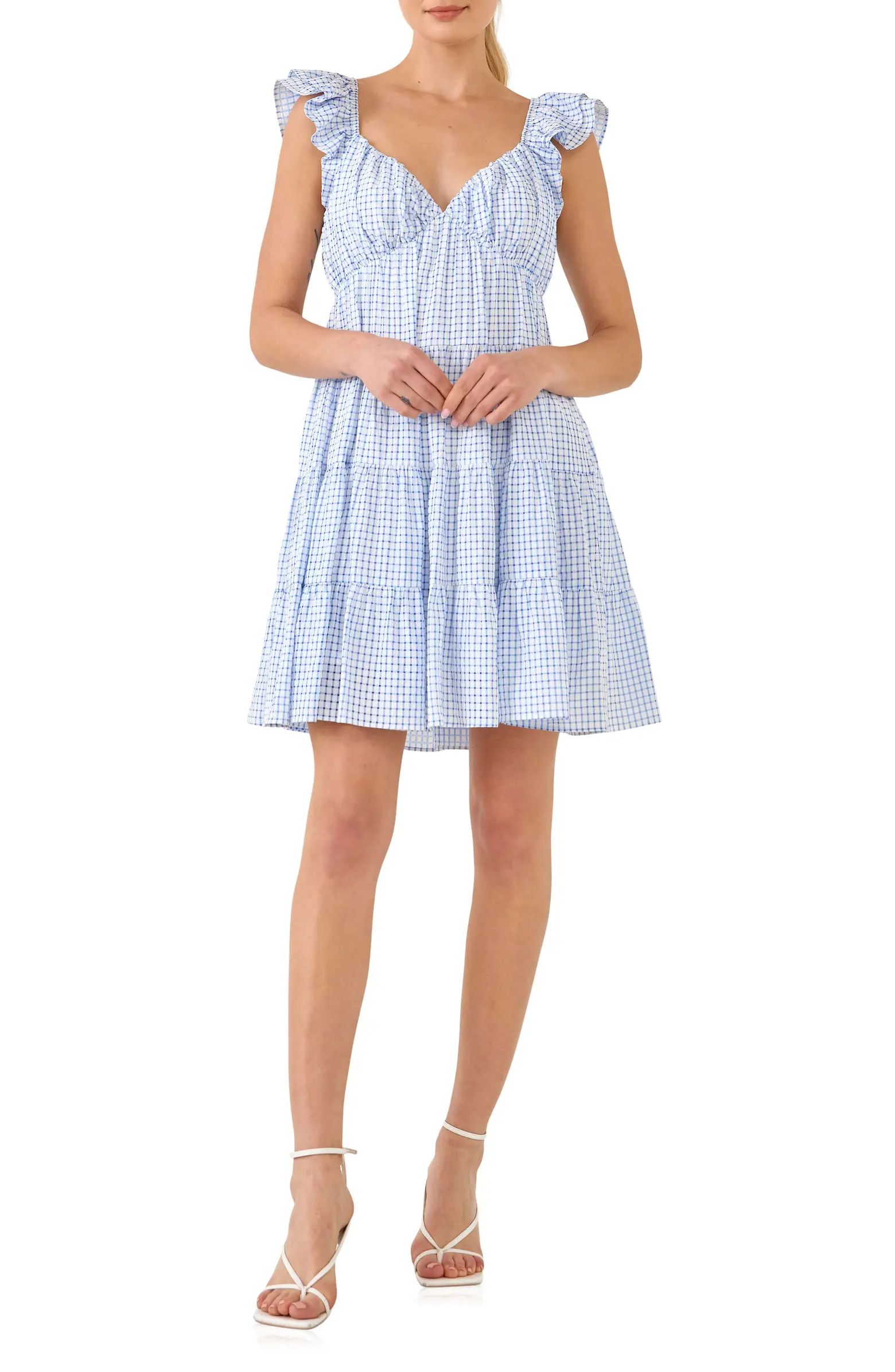 Check Print Tiered MinidressENGLISH FACTORY | Nordstrom