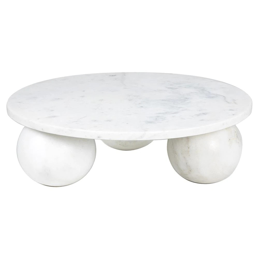Marlow Modern Classic White Marble Round Decorative Tray - Small | Kathy Kuo Home