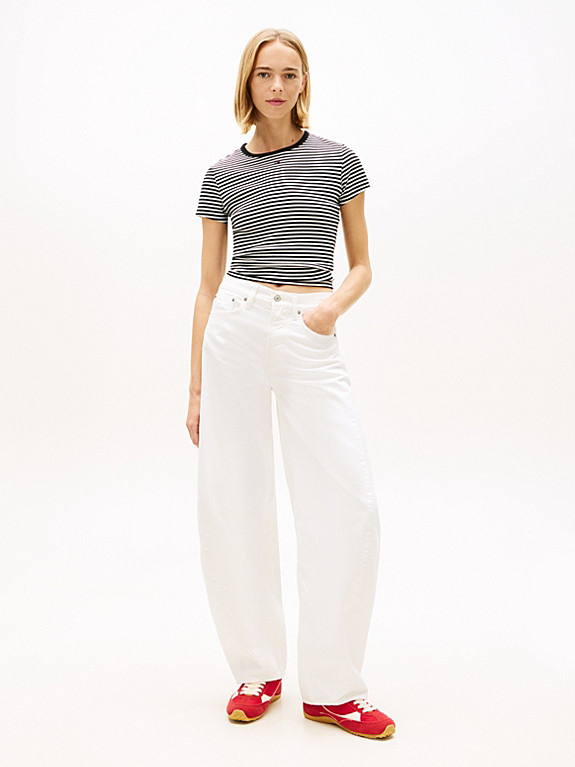 Mid Rise Twist Seam Barrel Leg White Jeans | Tommy Hilfiger UK
