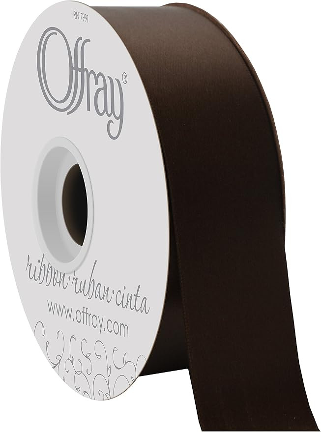 Berwick Offray Double Face Satin Ribbon, 50 Yards, Brown | Amazon (US)