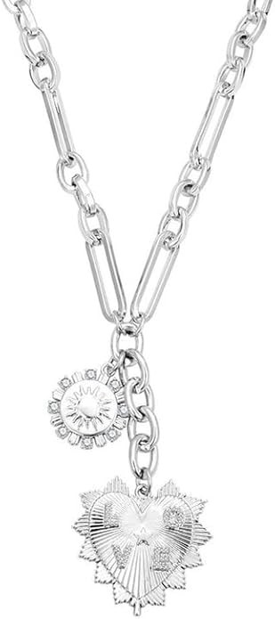 Chunky Gold Necklace for Women Trendy 18K Gold Sun Pendant Necklaces Heart Choker Necklace Coquet... | Amazon (US)