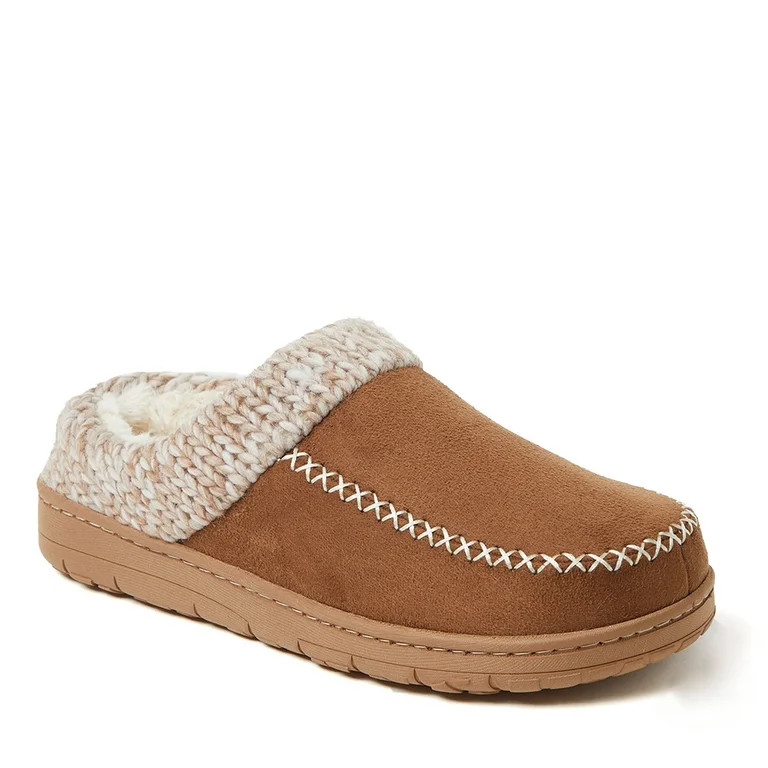 Dearfoams Cozy Comfort Women's Moc Toe Clog With Chunky Knit Collar Slippers | Walmart (US)