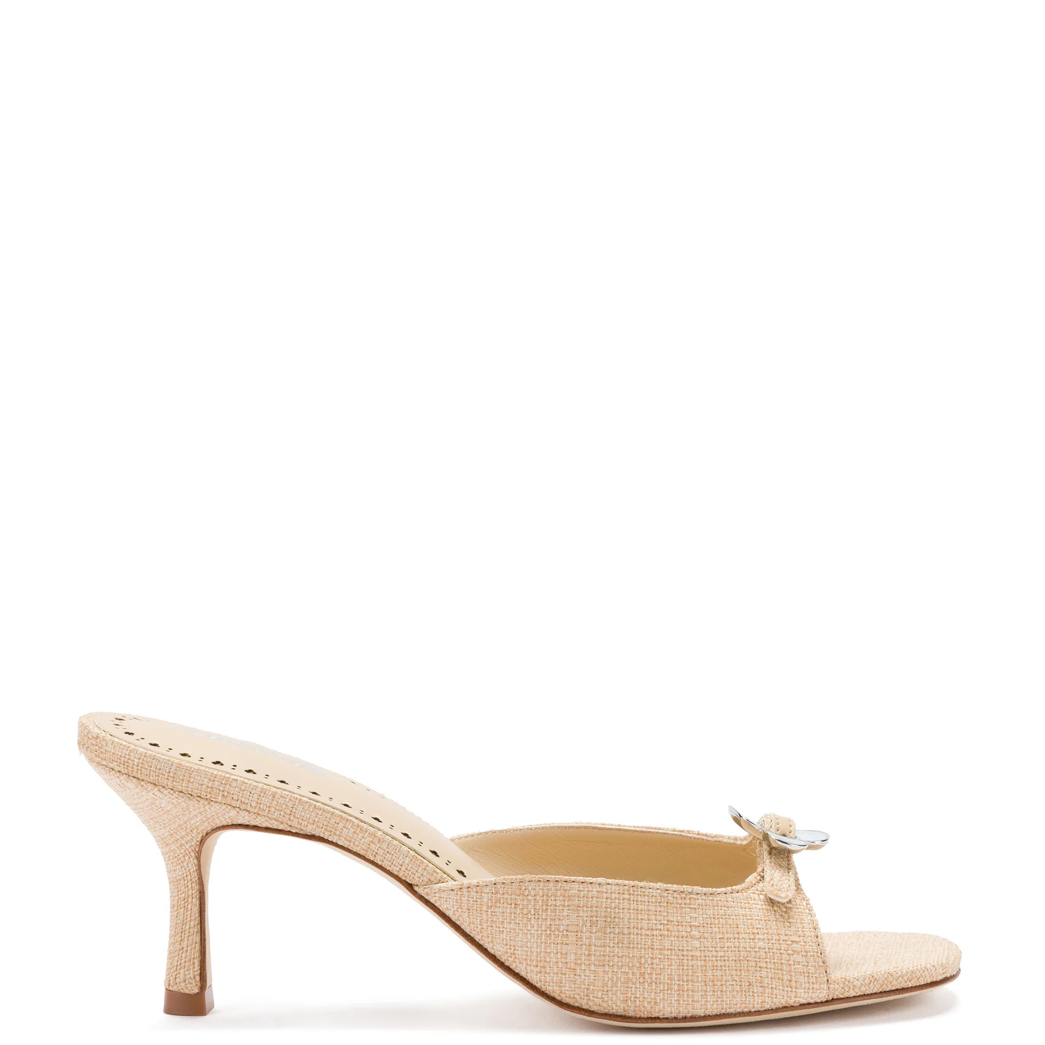 Daisy Mule In Beige Raffia | Larroude
