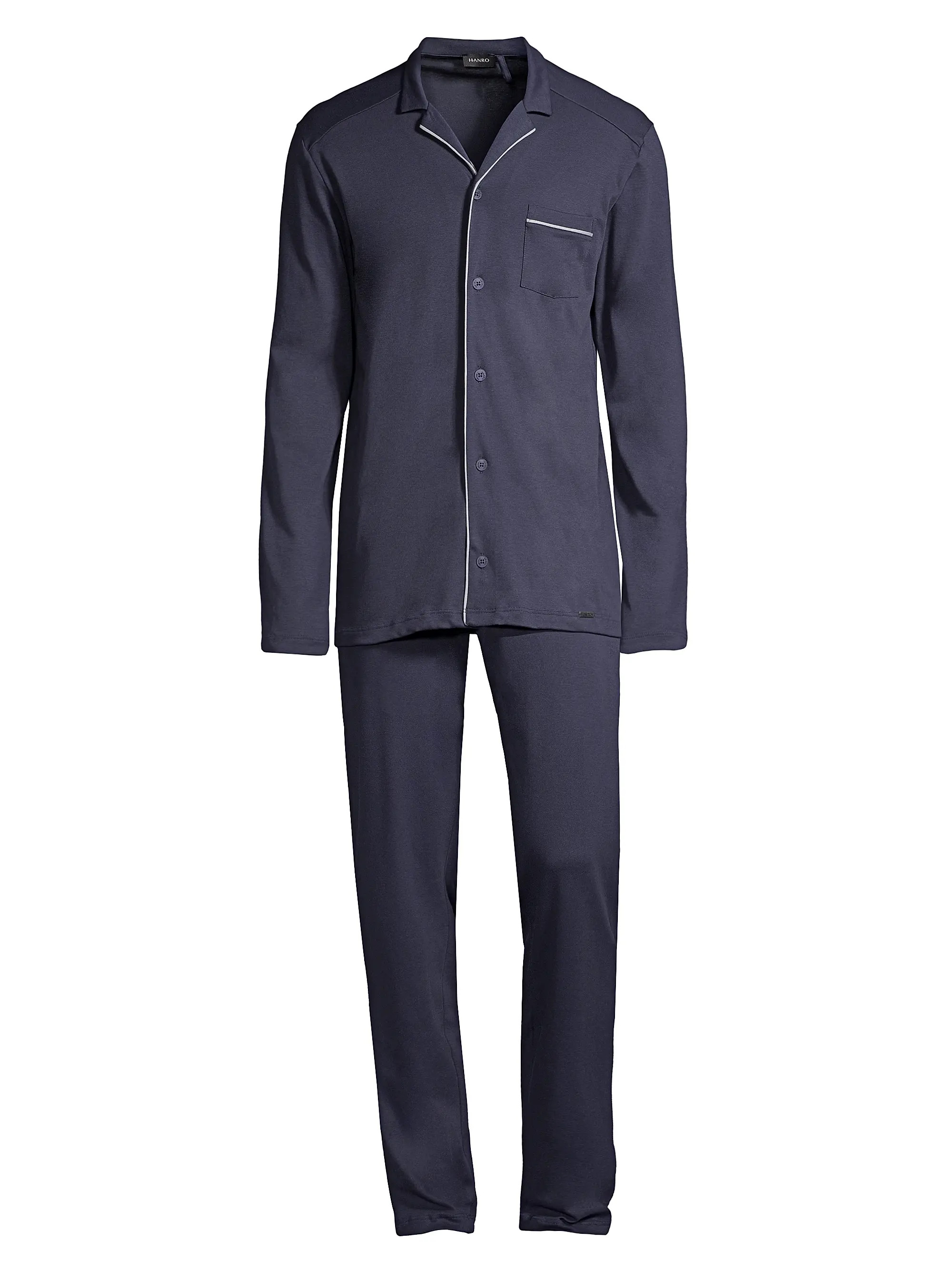 Basic Piped 2-Piece Long Pajama Set | Saks Fifth Avenue