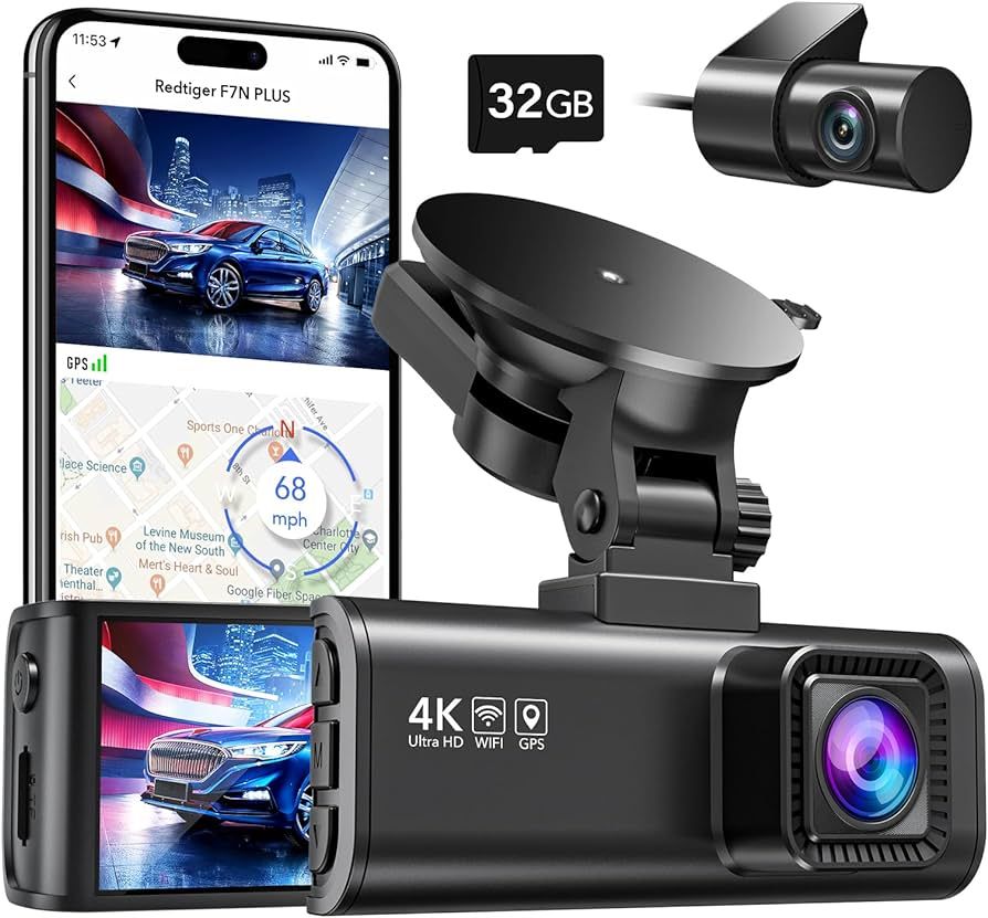 REDTIGER Dash Cam Front Rear, 4K/2.5K Full HD Dash Camera for Cars, Free 32GB Card, Built-in Wi-F... | Amazon (US)