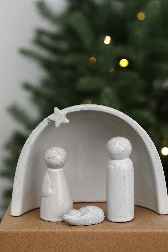 WONDROUS' DECO Porcelain Nativity Scene Set, Ceramic Holy Family Mini Nativity Figures, Small Mod... | Amazon (US)