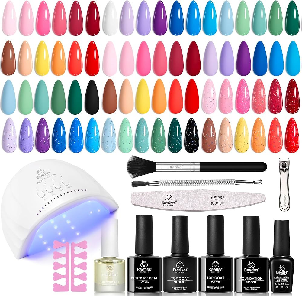 Beetles 37Pcs Gel Nail Polish Kit with Uv Light -25 Colors Gel Polish Set Pink Red Blue Purple Sp... | Amazon (US)