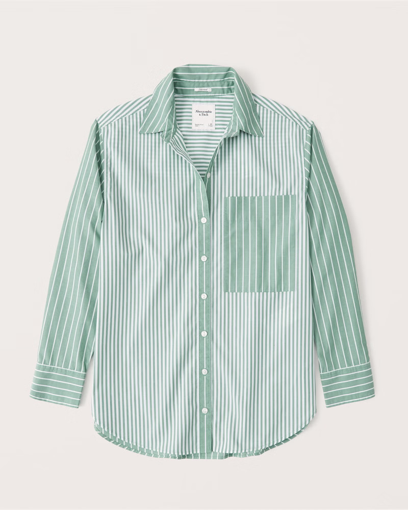 Oversized Poplin Button-Up Shirt | Abercrombie & Fitch (US)