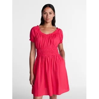 Time and Tru Women's and Women's Plus Peasant Mini Dress With Puff Sleeves, Sizes XS-4X | Walmart (US)