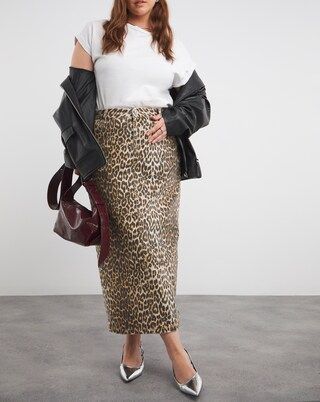 Leopard Print Denim Maxi Skirt | Simply Be (UK)