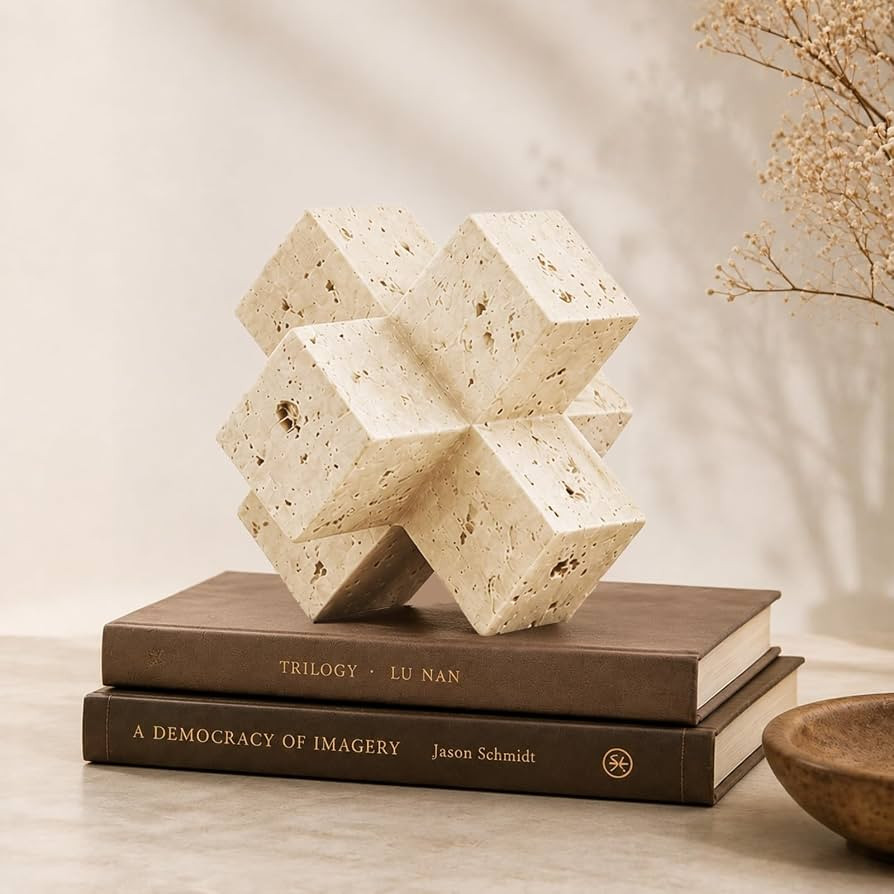 Beige Travertine Knot Sculpture, Boho Resin Chain Link Decor, Modern Farmhouse Aesthetic Ornament... | Amazon (US)