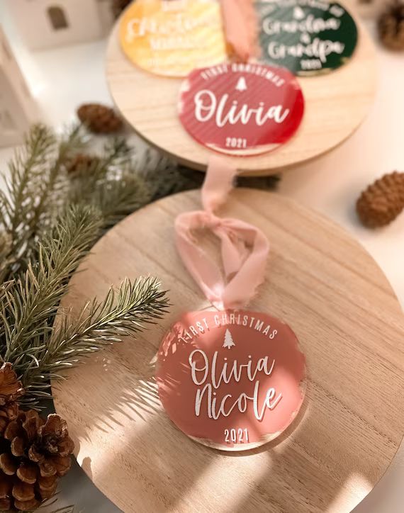 First Christmas Ornament, Personalized Baby Name, Christmas Baby Ornament, Acrylic Christmas Orna... | Etsy (US)