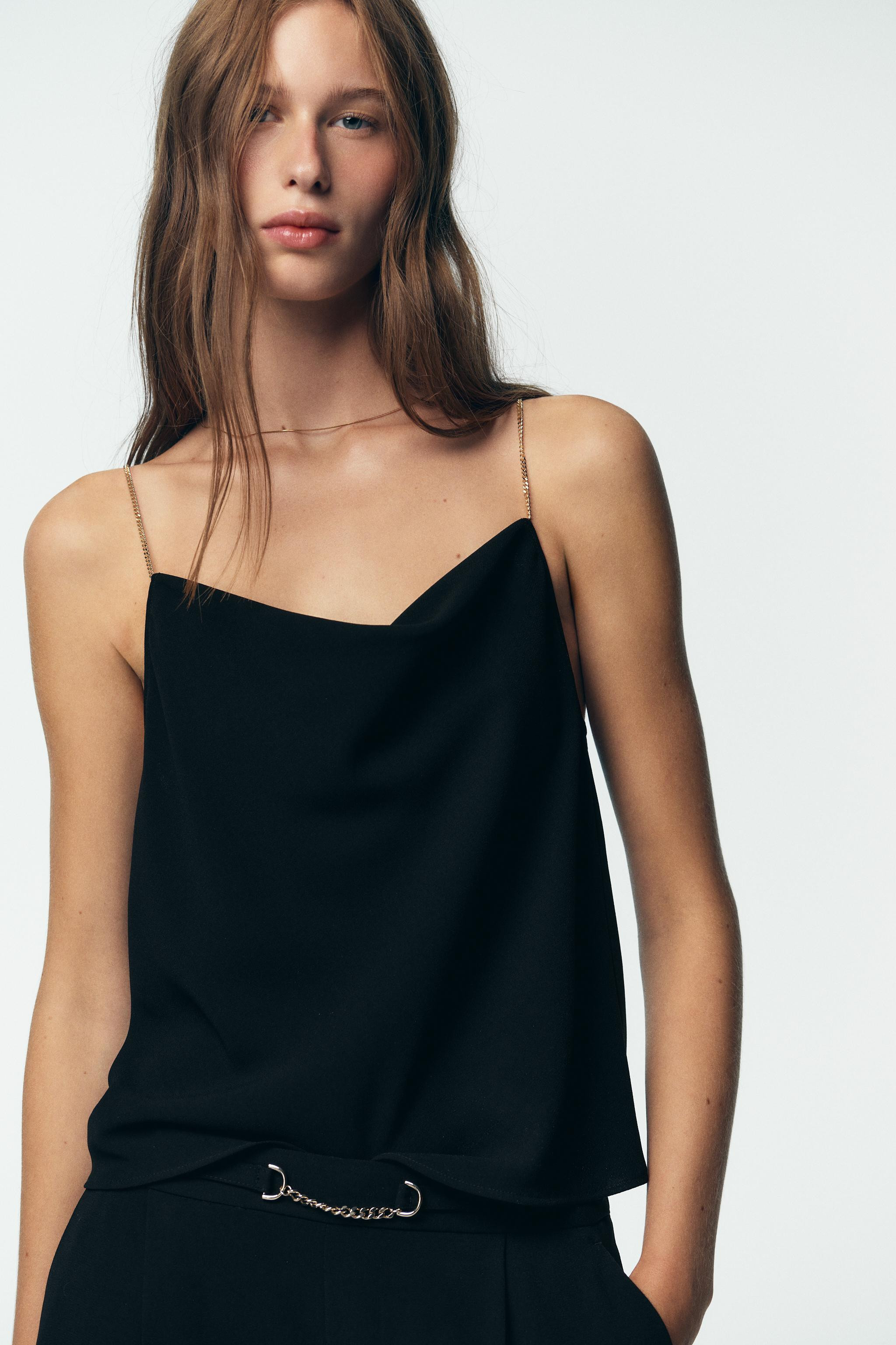 CHAIN STRAP LINGERIE TOP$ 45.90Black | 8553/743/800Add to cartAddSatin top with flowy neckline an... | Zara US