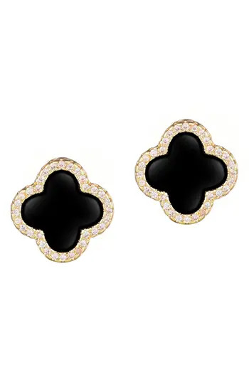 Adornia CZ Clover Stud Earrings in Black at Nordstrom Rack | Nordstrom Rack