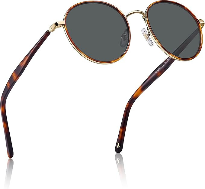 CARFIA Retro Round Polarized Sunglasses for Women UV Protection Acetate Arms Metal Frame Driving ... | Amazon (US)