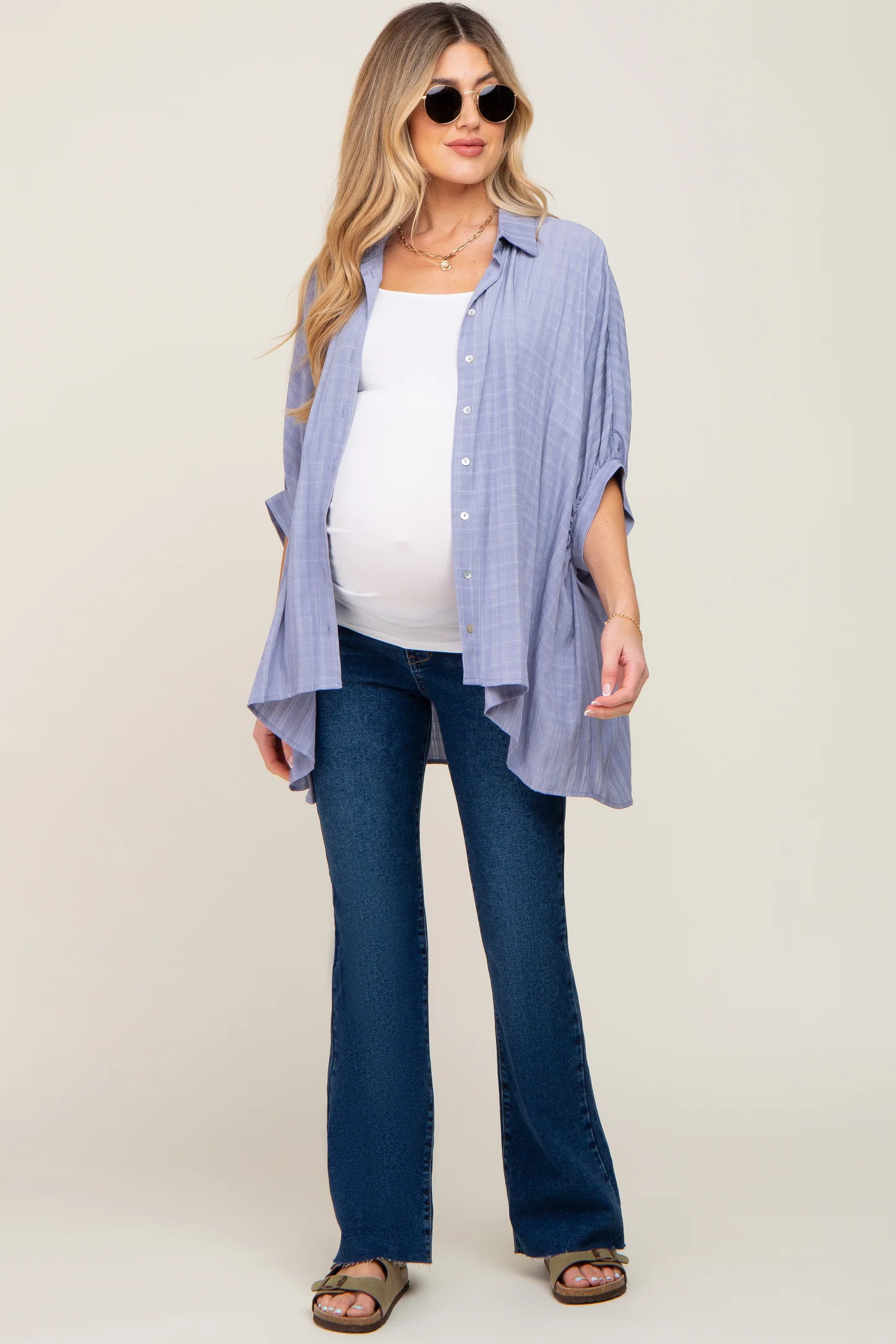 Navy Blue Maternity Flare Leg Jeans | PinkBlush Maternity