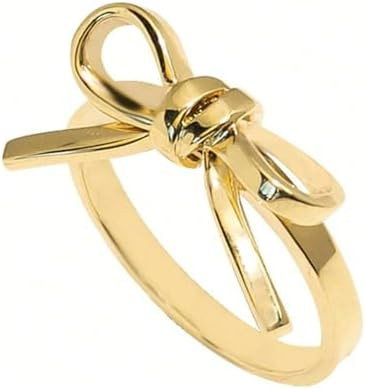GLMOCM Bow Ring for Women Dainty Gold Bowknot Rings Pink Bow Ribbon Ring Promise Rings for Women | Amazon (US)