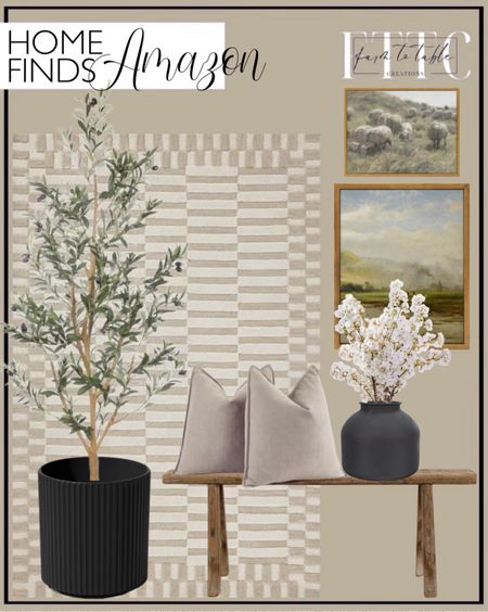 Amazon Home Finds. Follow @farmtotablecreations on Instagram for more inspiration.

Loloi Chris Loves Julia Bradley Collection BRL-02 Ivory/Beige Area Rug. Realead Artificial Olive Tree 7ft(82''), Tall Faux Olive Tree Plant, Fake Potted Olive Silk Tree with Branches. Veradek Demi Series Round Planter for Porch, Patio, Backyard. Artissance Vintage Noodle, Weathered Natural Wood Finish (Size & Color Vary) Indoor Bench. ZWJD Beige Pillow Covers 18x18 Set of 2 Chenille Pillow Covers. 
Framed Large Canvas Wall Art, 12×16in Vintage Wall Art Decor for Living Room. Sunm Boutique Silk Cherry Blossom Branches. Happyyami Flower Vase Metal Matte Dry Flower Pot Vase Floral Arrangement Planter Holder Flower Bud Vases Bouquet. Amazon Home Finds. Amazon Home. Affordable Amazon Decor. 




#LTKfindsunder50 #LTKhome #LTKsalealert