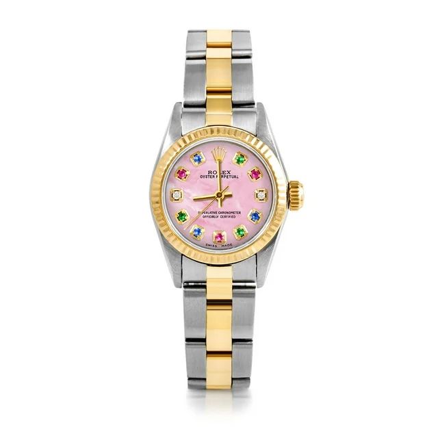 Pre Owned Rolex Ladies Oyster Perpetual 24mm Wristwatch Pink Mother of Pearl Rainbow - Walmart.co... | Walmart (US)