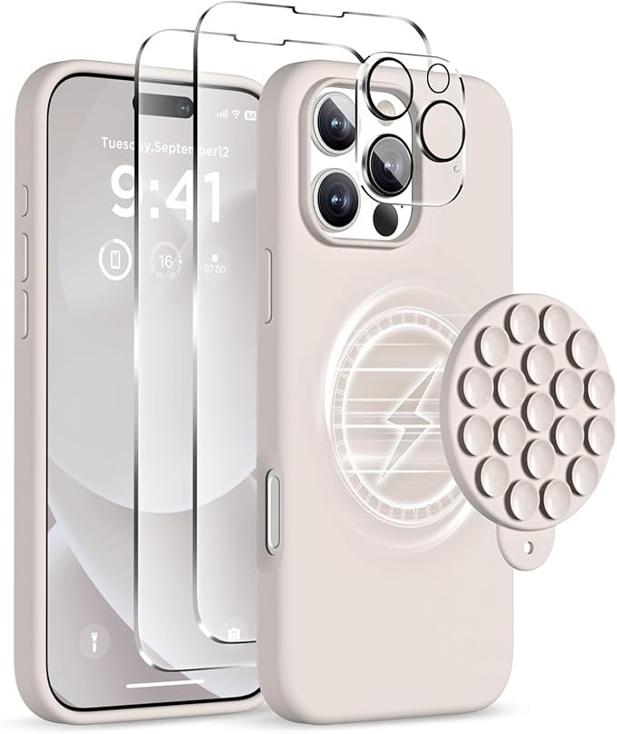 Magnetic for iPhone 16 Pro Max Case, Compatible with Magsafe, Suction Cup Phone Mount, [2 Screen ... | Amazon (US)