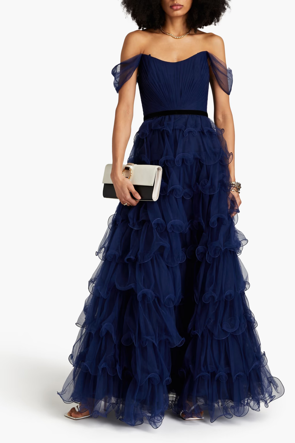 Off-the-shoulder tiered tulle gown | The Outnet (US and CA)