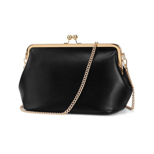 CATSEA Women's Kiss Lock Crossbody Bag PU Medium Handbags Kiss Clasp Crossbody Shoulder Bags Tote Purse Messenger Handbag | Amazon (US)