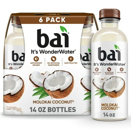 Bai Molokai Coconut Antioxidant Infused Water Beverage, 14 fl oz, 6 Pack Bottles | Walmart (US)