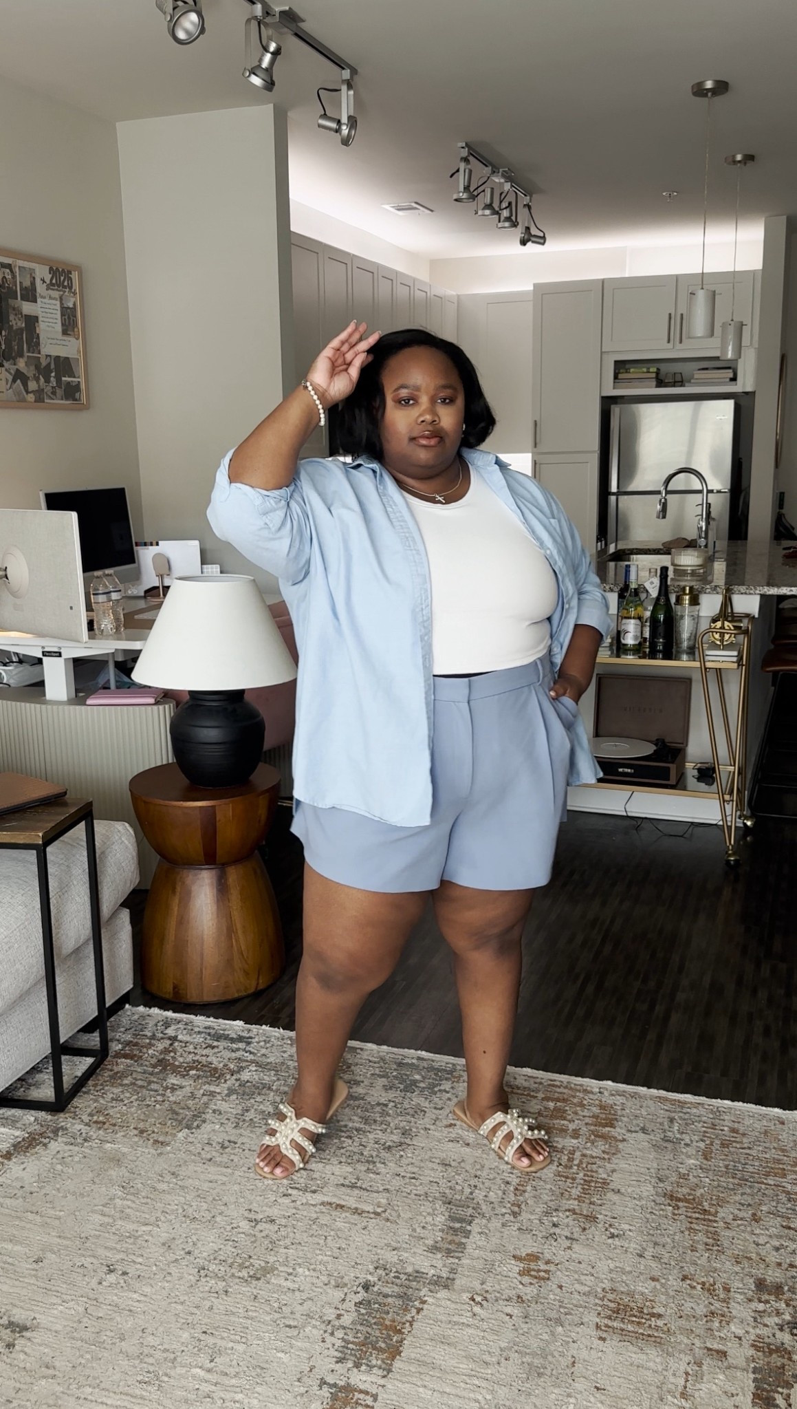 tailored shorts, shorts, plus size Taylor shorts, Abercrombie, shorts, blue button down, Old Navy button down, oversized, boyfriend, button down, white tee , white tank 

#LTKSeasonal #LTKPlusSize #LTKStyleTip