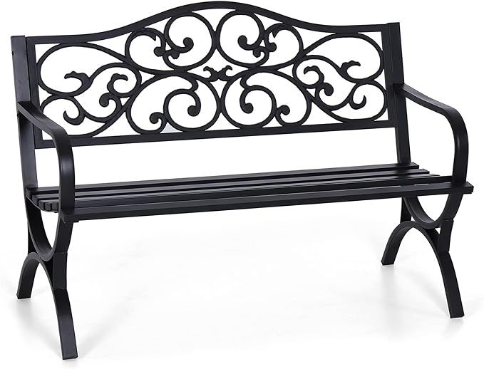 Sophia & William 50‘’ Outdoor Garden Bench Patio Park Bench, Cast Iron Metal Frame Furniture ... | Amazon (US)