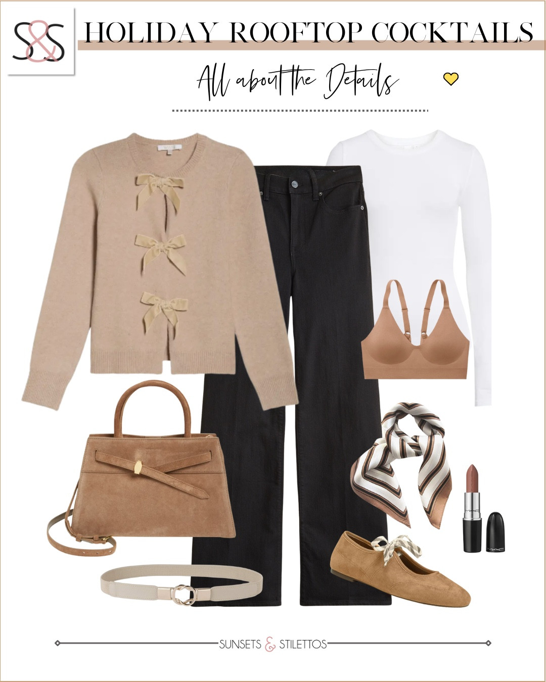 This bow-front cardigan instantly makes the whole look feel dressed up without trying too hard. I love how the soft neutrals balance the black pants and how every accessory feels intentional but wearable for a rooftop night.

holiday outfit women, rooftop cocktail outfit women, neutral evening outfit women, black pants outfit women, bow cardigan outfit, winter date night outfit women, chic holiday outfit women, neutral winter fashion, cocktail party outfit women over 40

#LTKFindsUnder100 #LTKOver40 #LTKHoliday