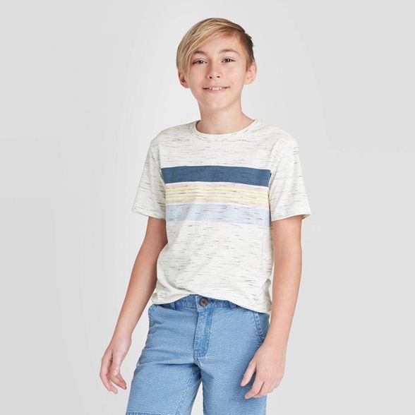 Boys' Short Sleeve Striped T-Shirt - Cat & Jack™ Blue/Gray | Target