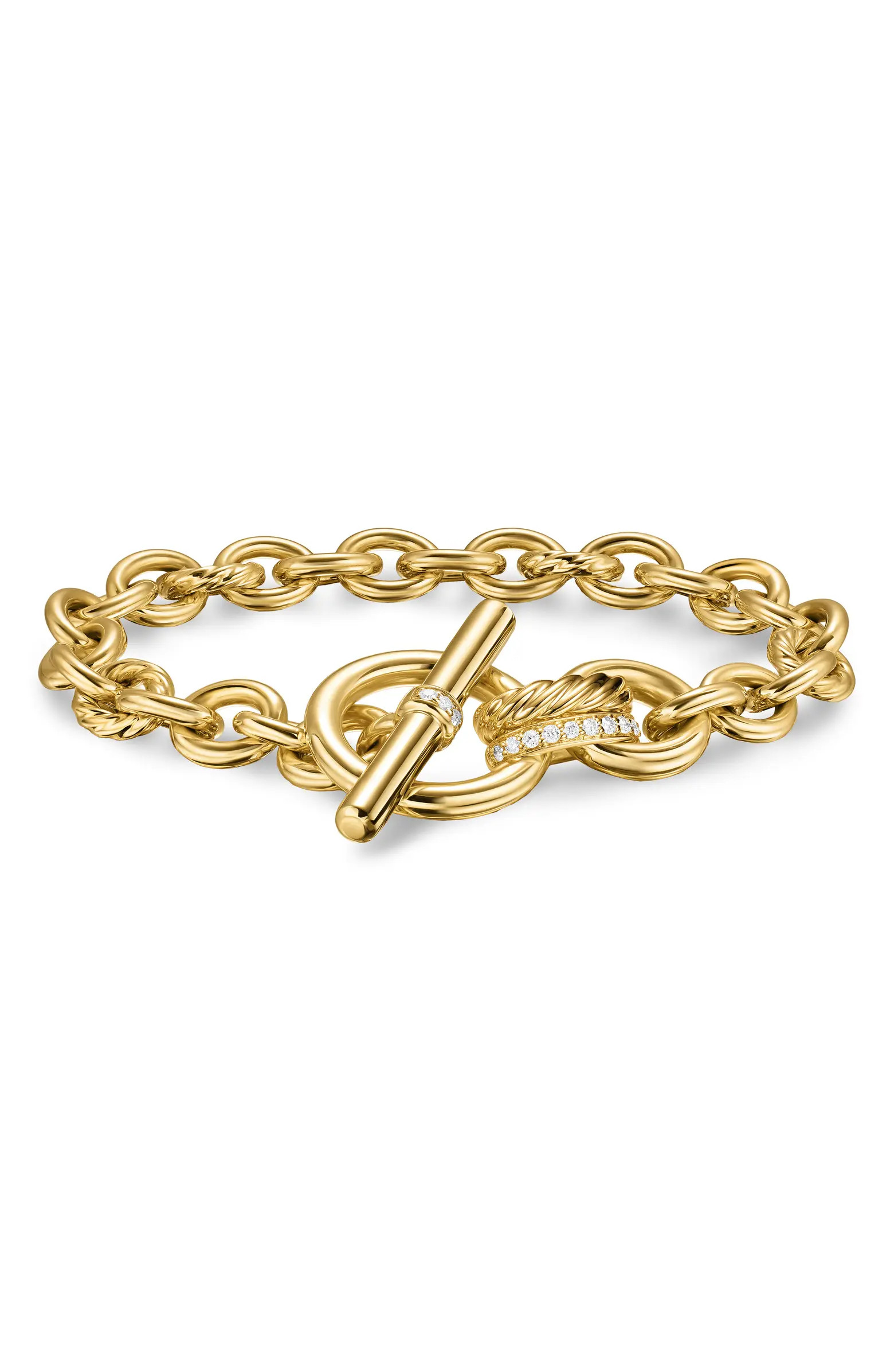 DY Mercer® Toggle Chain Bracelet in 18K Yellow Gold with Diamonds, 12.7mm | Nordstrom