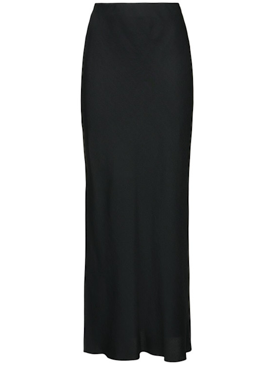 Fluid linen blend twill long skirt | Luisaviaroma