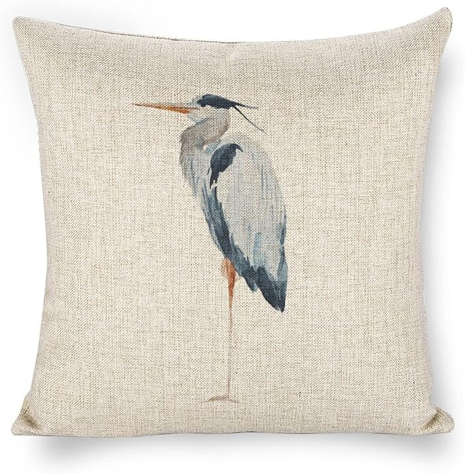 Linen Throw Pillow Covers Blue Heron 18x18 Double Sided Decorative Pillows Cushion Cover for Couc... | Amazon (CA)