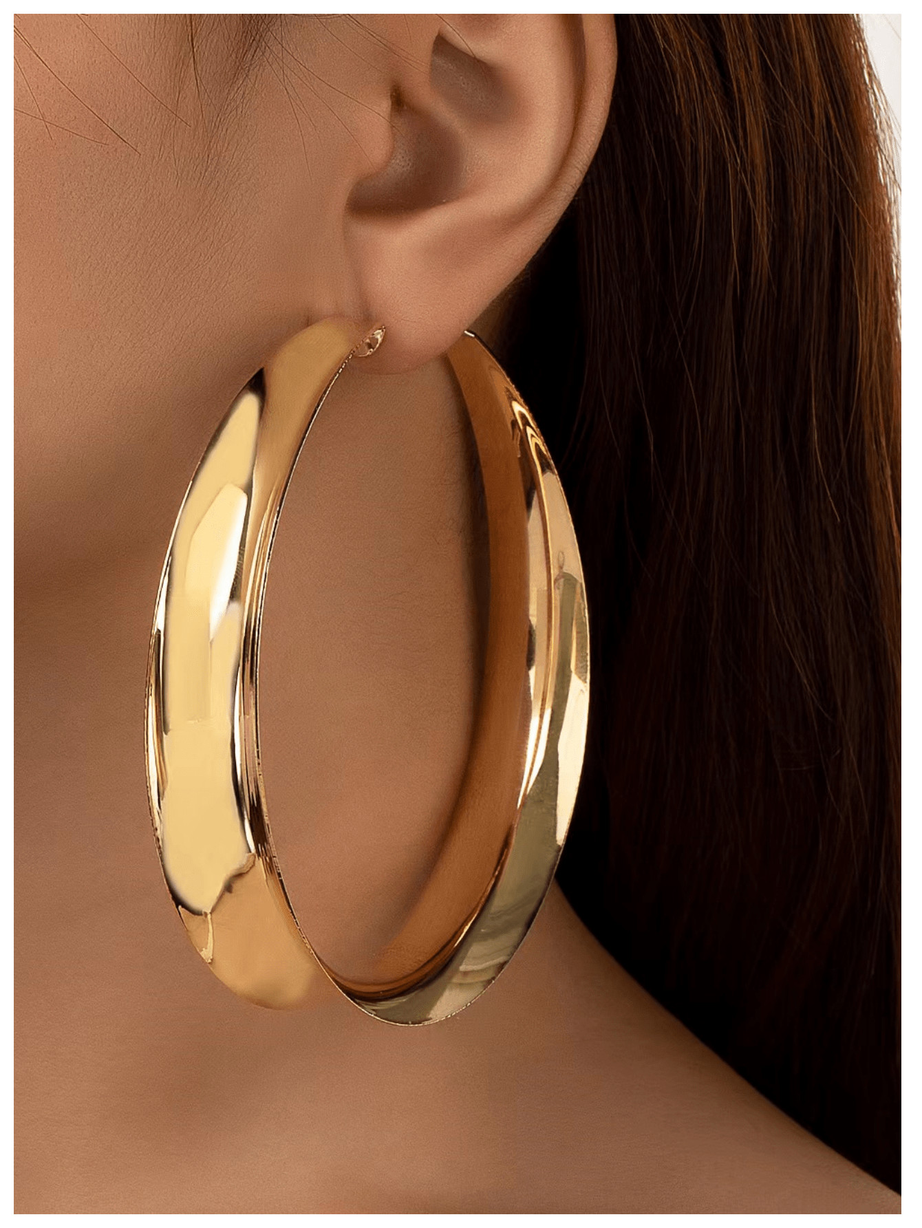 1pair Fashionable Exaggerated Light Luxury Minimalist Style Extra Large Hoop Earrings | SHEIN