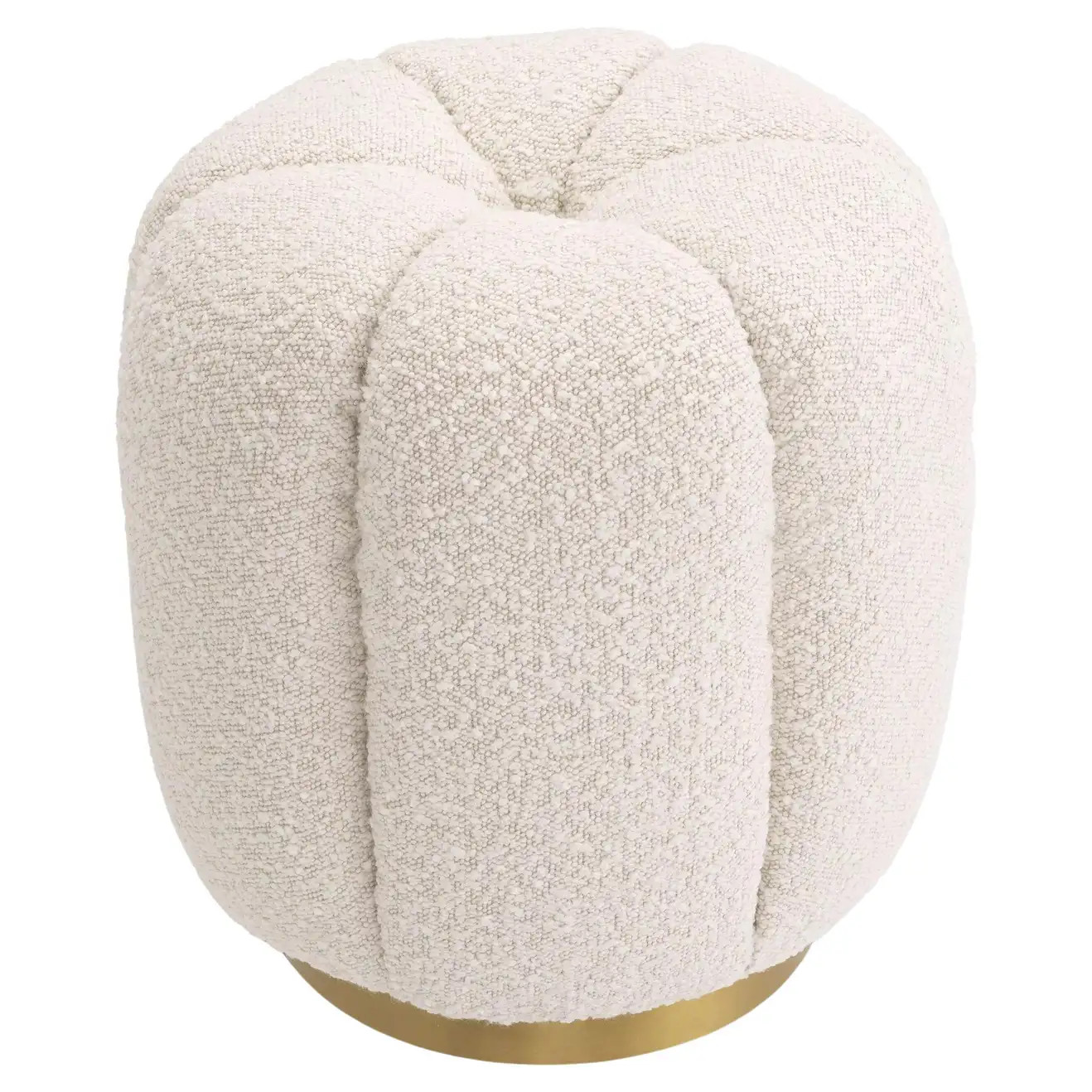 Art Deco Design Style Bouclé Fabric and Brass Stool or Ottoman | 1stDibs