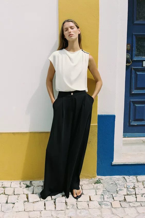PLEATED PALAZZO PANTS | Zara US