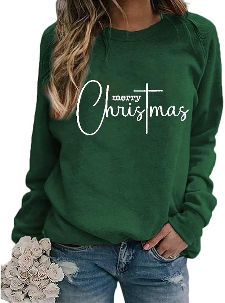 Ykomow Snowman Wine Cheers Sweatshirts Women Long Sleeve Christmas Graphic Tees Funny Xmas Tops | Amazon (US)