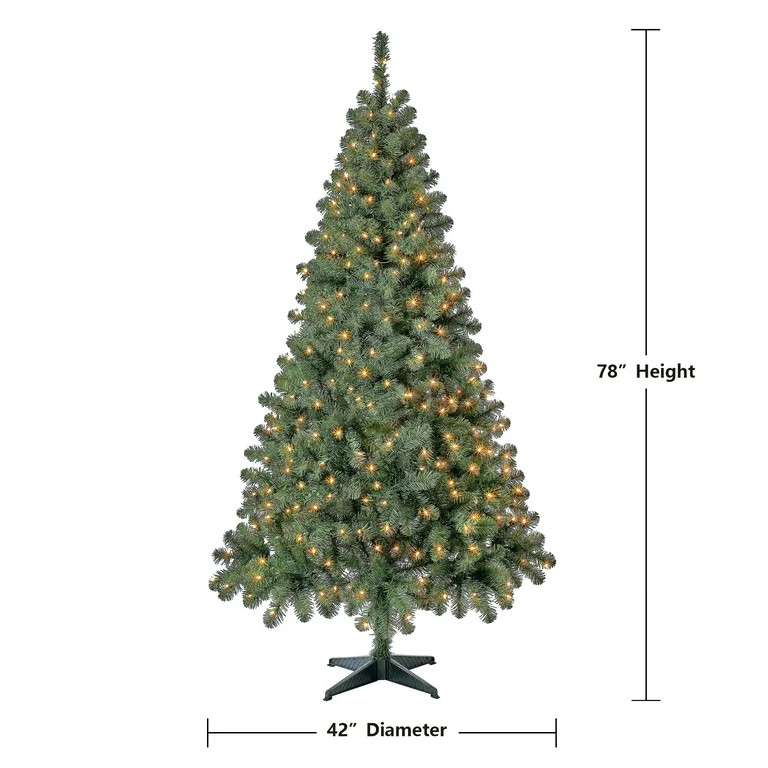 6.5 ft Pre-Lit Madison Pine Artificial Christmas Tree, Clear Incandescent Lights, by Holiday Time | Walmart (US)