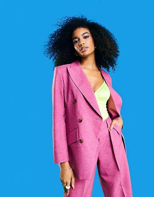 ASOS DESIGN slim cross hatch suit in pink | ASOS | ASOS (Global)