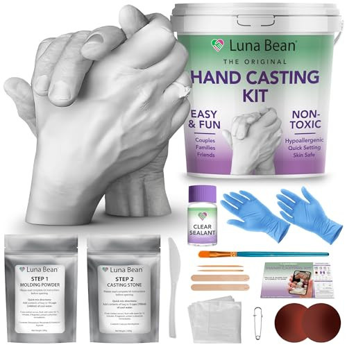 Luna Bean Hand Casting Kit – The Original Hand Mold Kit for Couples – Gifts for Mom, Mothers Day, Bridal Shower, Wedding, Anniversary for Women Men Boyfriend Girlfriend | Amazon (US)
