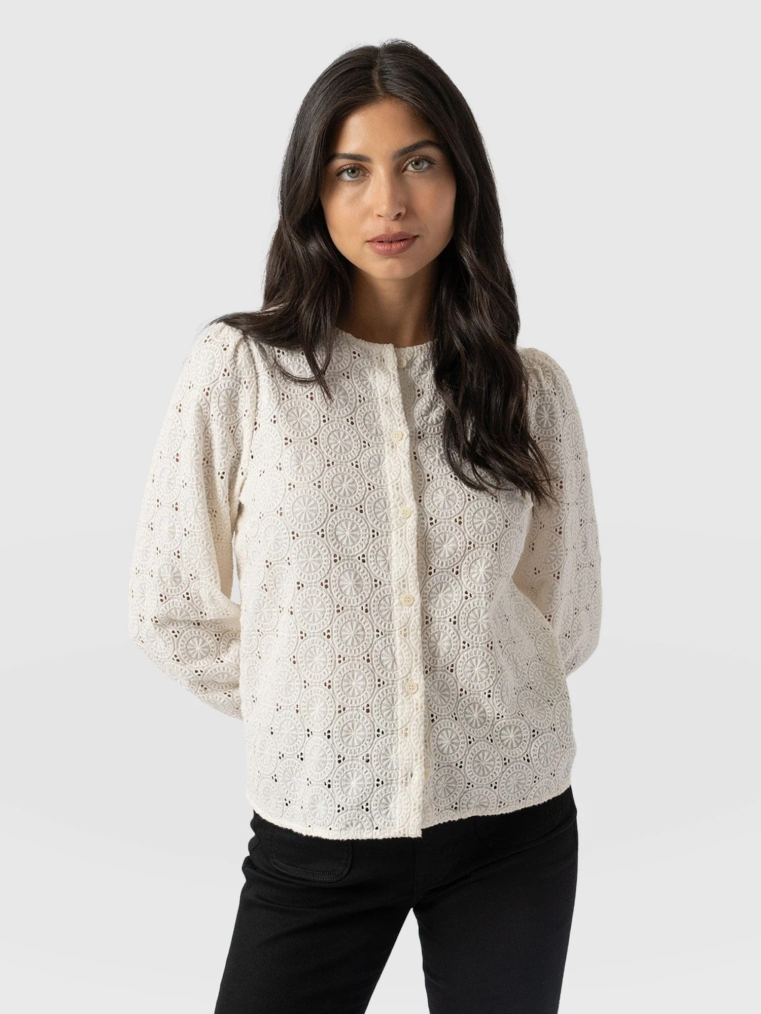 Tabitha Blouse - Cream Broderie | Saint + Sofia