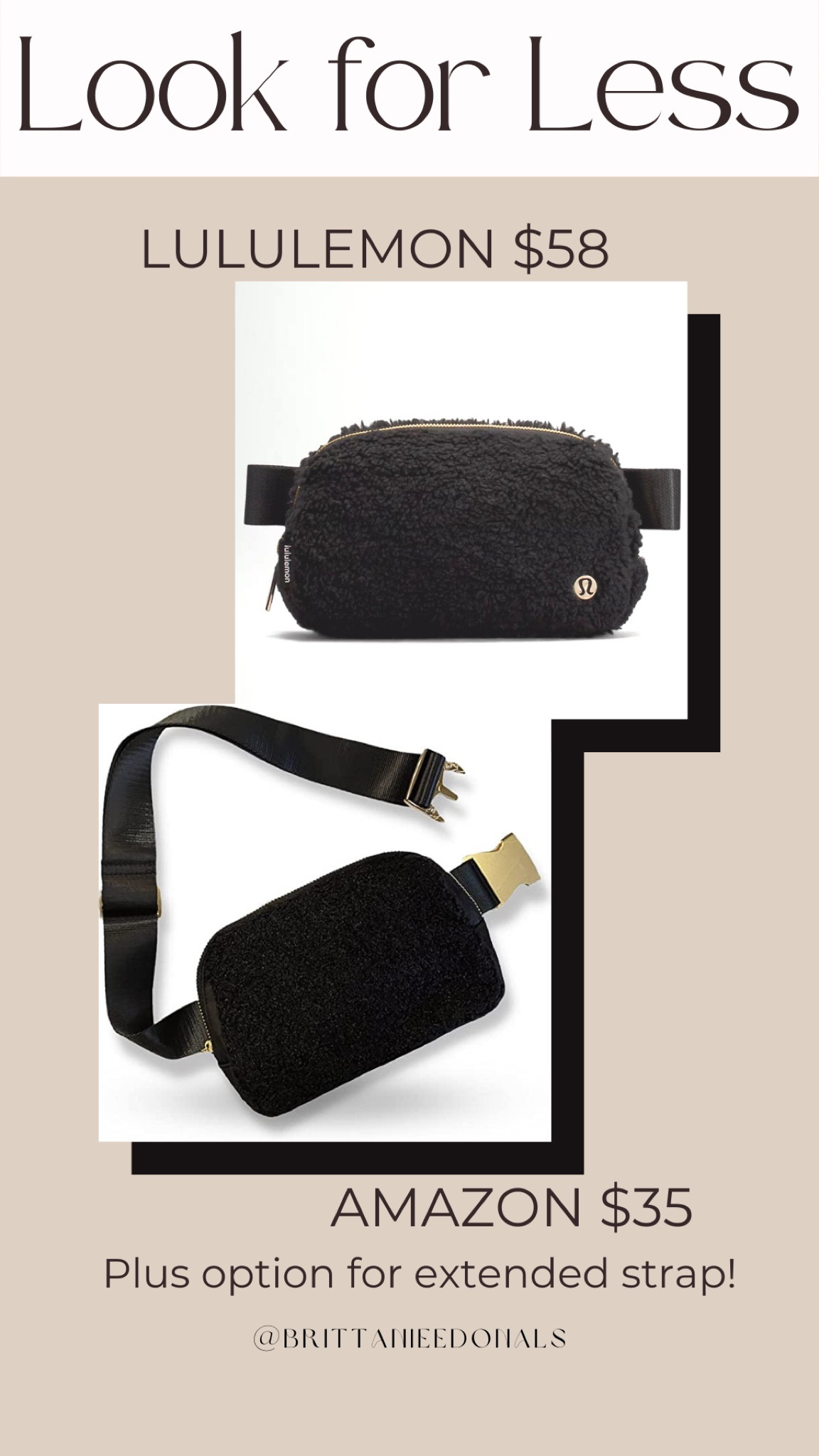 Fleece bag dupes!  The gold hardware is so pretty too. Everywhere belt bag dupe.
Cream version linked as well!

#LTKunder50 #LTKsalealert