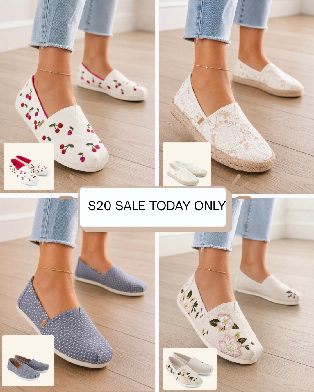 These $20 slip-on shoes are such a good everyday find and I can’t believe this deal is live today only. The cherry 🍒 ones are my favorite They’re lightweight, comfortable, and easy to style with casual outfits whether you’re running errands, traveling, or just need a simple throw-on shoe. I love that there are multiple styles from fun prints to neutral everyday options so you can pick what fits your style. If you’ve been looking for an affordable comfortable shoe that still feels cute and put together, this is such a good one to grab before it sells out. Follow me on LTK for daily fashion, home decor & Amazon finds.

#LTKSaleAlert #LTKmomlife #LTKootd