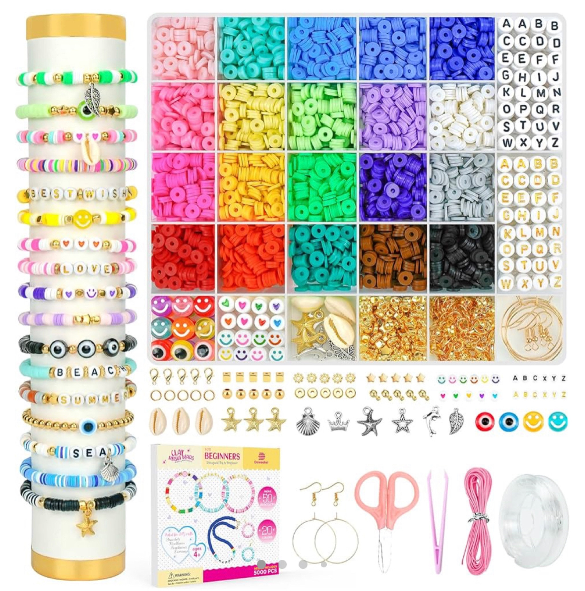 Dowsabel Clay Beads Bracelet Making Kit for Beginner, 5000 Pcs Preppy Polymer Clay Beads with Charms Kit for Jewelry Making, DIY Arts and Crafts Birthday Gifts Toys for Kids Age 6-13

#LTKKids #LTKxNSale #LTKFamily